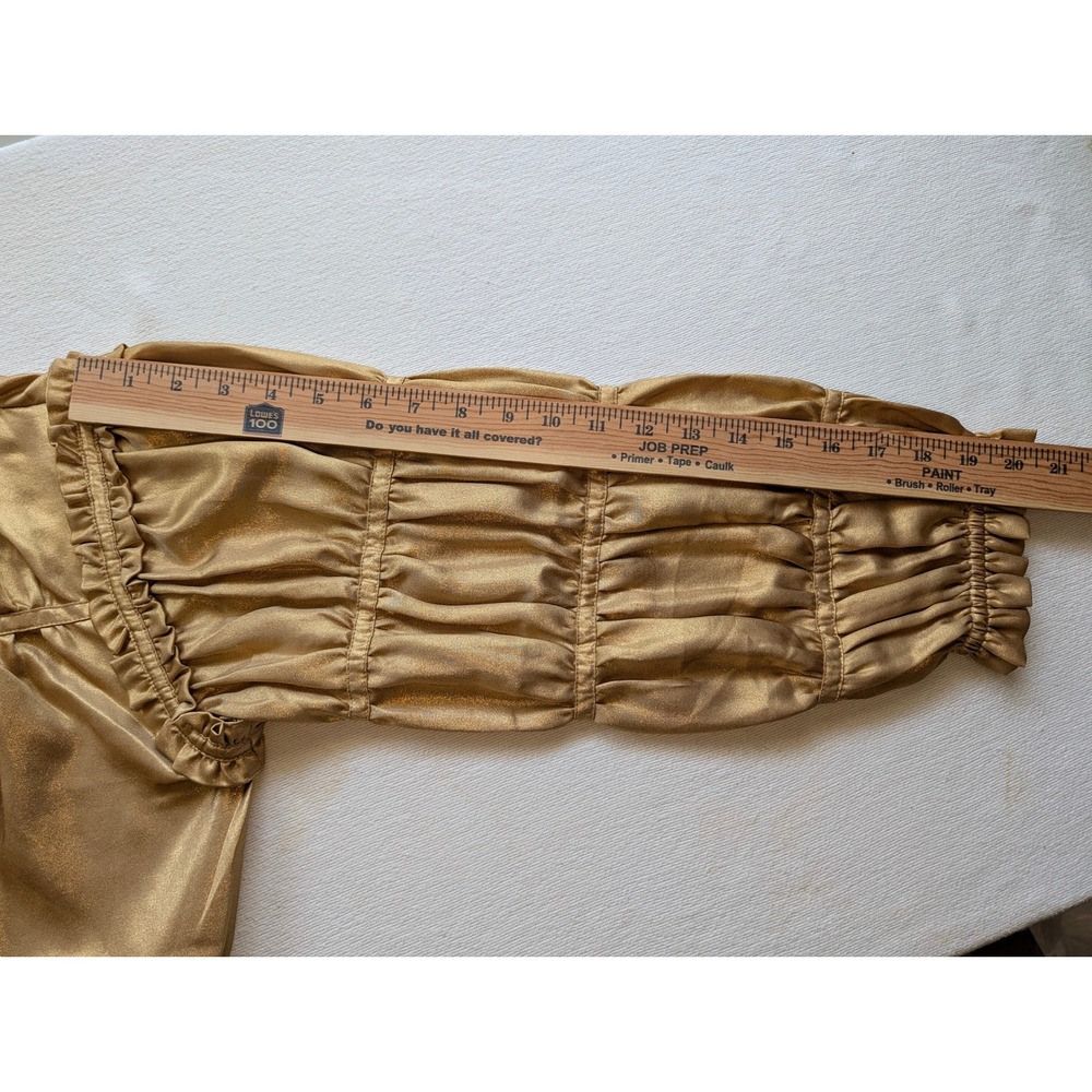 Current Air Los Angeles Gold Metallic Ruffle Blouson Jacket XL Oversized - Picture 8 of 10